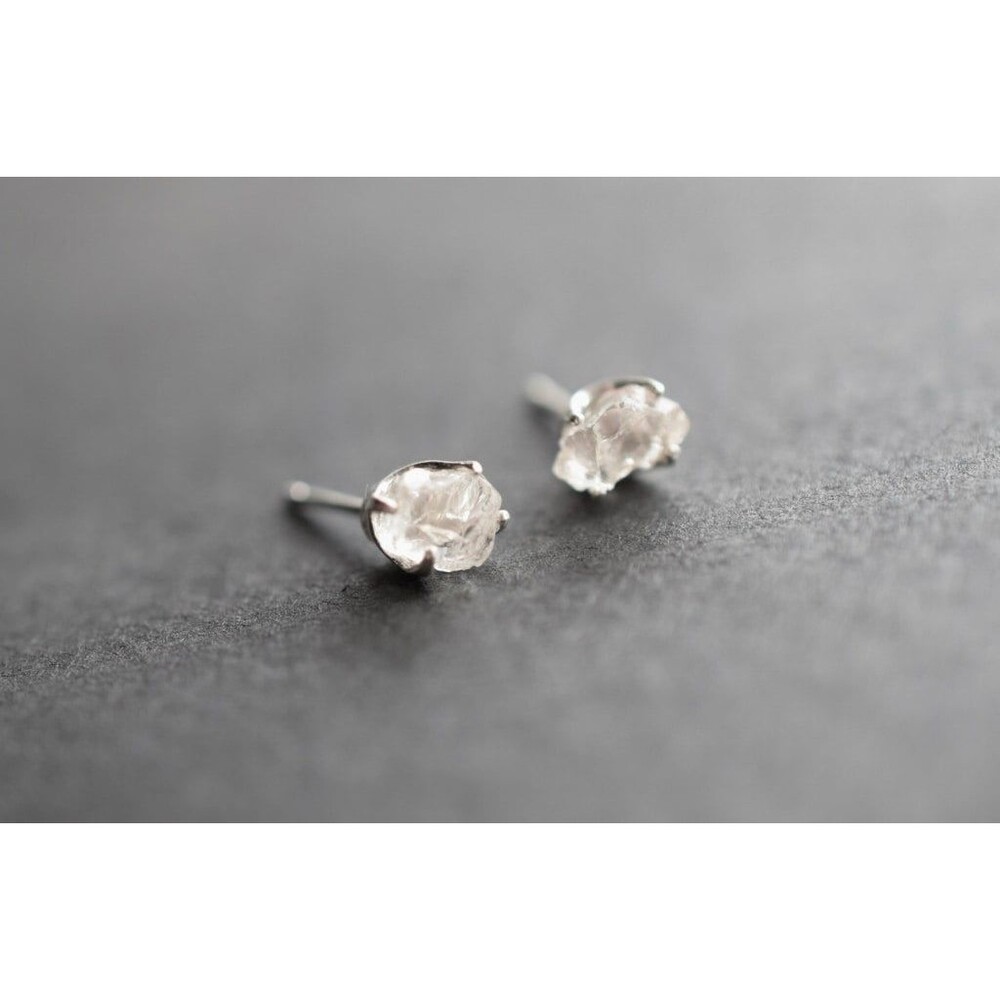 Lake County diamond earrings, 925 sterling silver, raw gemstones
